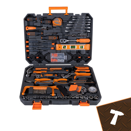 168-Piece Tool Set with Case – Wrenches, Sockets, Bits