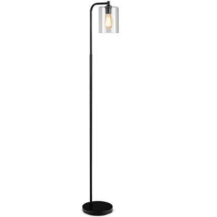 168cm Modern Floor Lamp with Foot Switch & E27 Bulb Base & Black Glass Lampshade