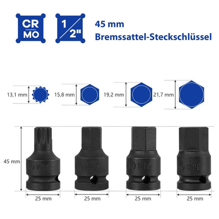 16-Piece Steel Socket Set with 1/2" Drive & Case