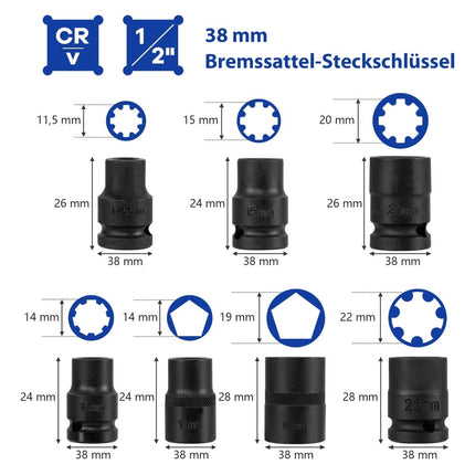 16-Piece Steel Socket Set with 1/2" Drive & Case