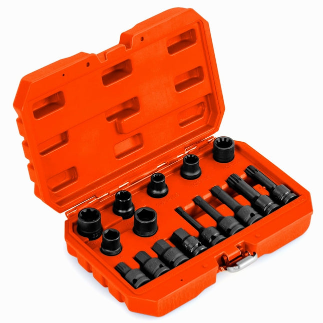 16-Piece Steel Socket Set with 1/2" Drive & Case