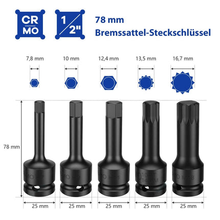 16-Piece Steel Socket Set with 1/2" Drive & Case