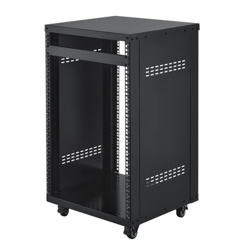 16U AV Rack, 18-Inch Depth, 200 lb, Locking Casters