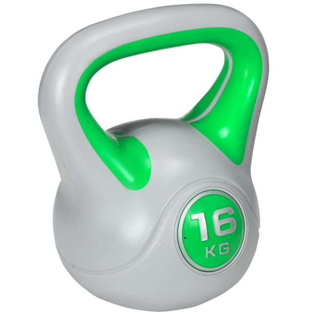16 kg Kettlebell with Flat Base and Wide Grip, Green