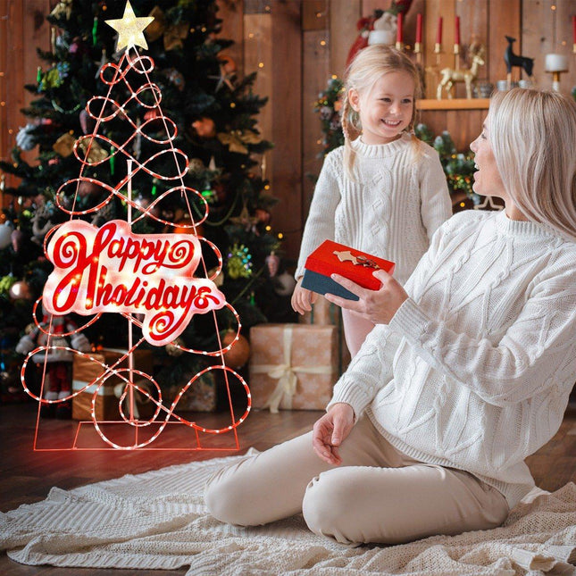 170cm LED Christmas tree with color changing lights & 6 light modes & letters & star