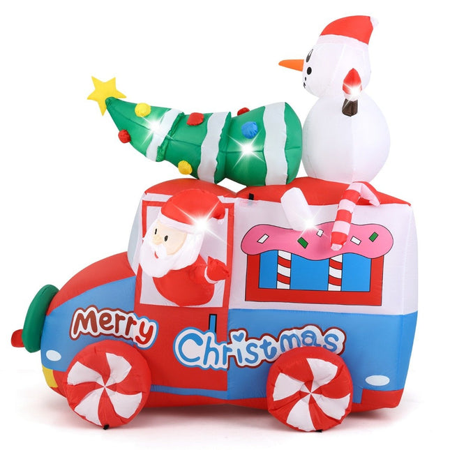 177cm Inflatable Christmas Decoration LED Santa Claus in Car Christmas Decoration with Snowman