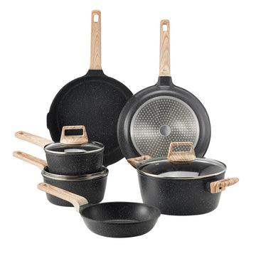 17-Piece Nonstick Granite Cookware Set, Induction, Black