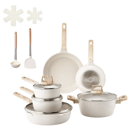17-Piece Pots and Pans Set, Granite Nonstick, Induction