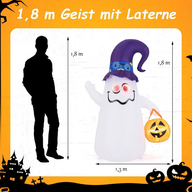 180CM LED Inflatable Halloween Ghost with Pumpkin Outdoor Terrible Decoration Ghost Halloween Decoration
