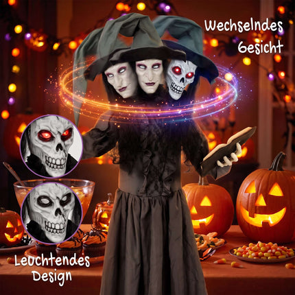 180 cm Animated Halloween Witch with LED Eyes & Sound