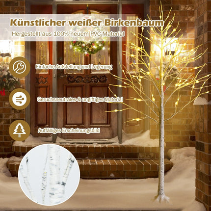 180 cm Artificial Birch Tree with 96 LED Lights