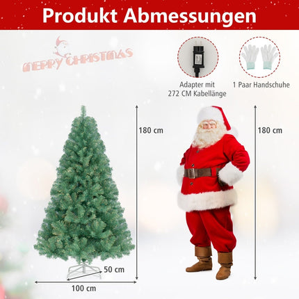 180 cm Artificial Christmas Tree with LED Lights, Green
