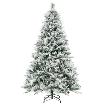 180 cm Artificial Christmas Tree with Snow, 8 Light Modes
