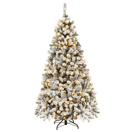 180 cm Artificial Christmas Tree with Snow, LED Lights