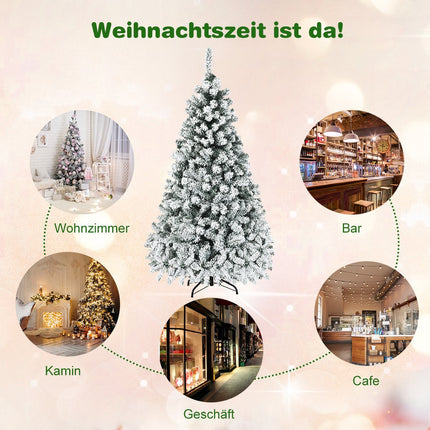 180 cm Artificial Christmas Tree with Snow, LED Lights