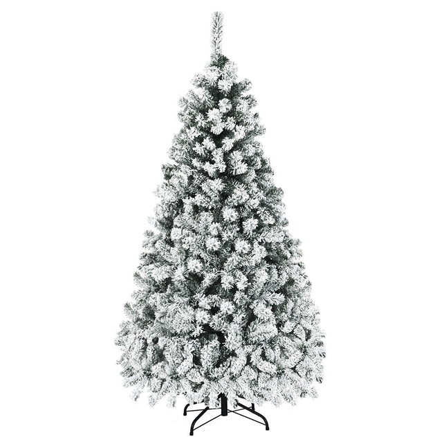 180 cm Artificial Christmas Tree with Snow, LED Lights
