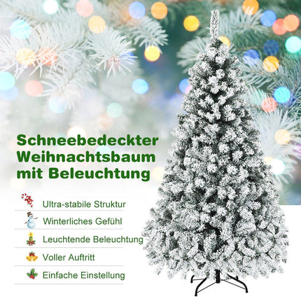 180 cm Artificial Christmas Tree with Snow, LED Lights