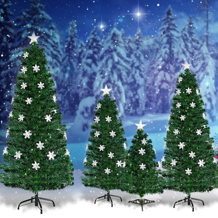 180cm Fiber Optic Christmas Tree, LED Lights, Snowflakes