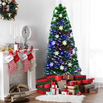 180cm Fiber Optic Christmas Tree, LED Lights, Snowflakes