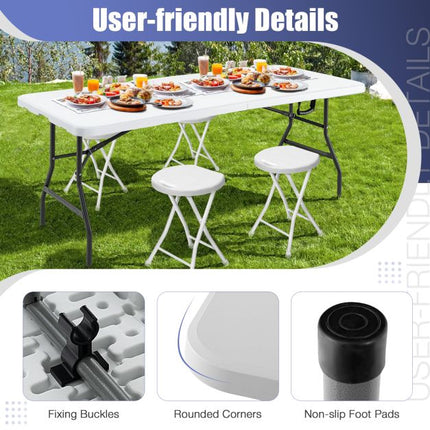 180 cm Folding Plastic Dining Table – Handle, Metal Legs