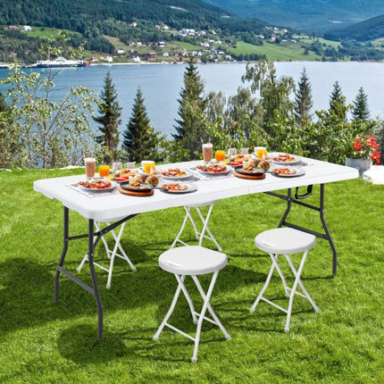 180 cm Folding Plastic Dining Table – Handle, Metal Legs
