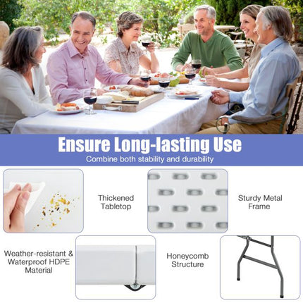 180 cm Folding Plastic Dining Table – Handle, Metal Legs