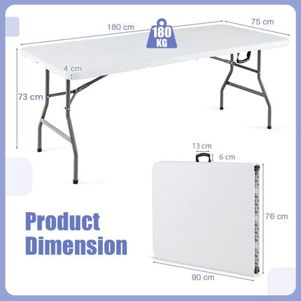180 cm Folding Plastic Dining Table – Handle, Metal Legs