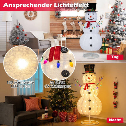 180 cm LED snowman illuminated Christmas figure with 180 warm white LED lights