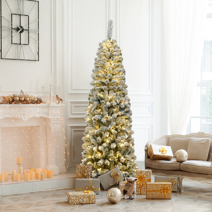 180cm Pencil Christmas Tree with Snow and LED Lights
