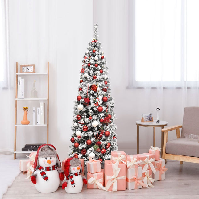 180cm Pencil Christmas Tree with Snow and LED Lights