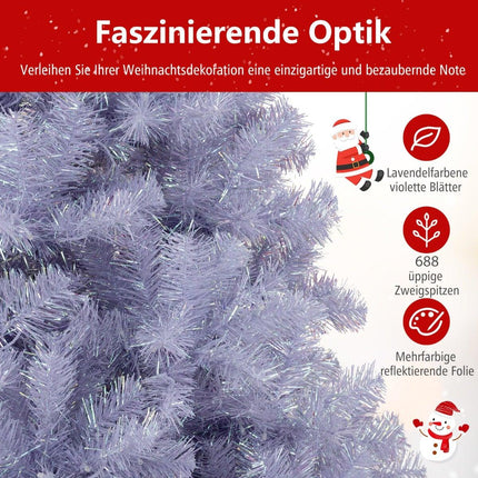 180 cm Pre-Lit Artificial Christmas Tree, Purple LED Lights