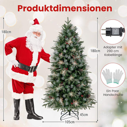 180 cm Pre-Lit Artificial Christmas Tree with LED Lights
