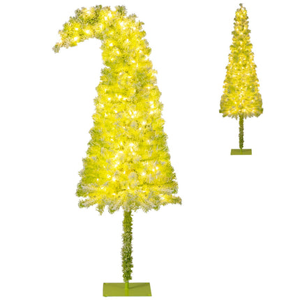 180 cm Pre-Lit Artificial Christmas Tree with Snow Flocking