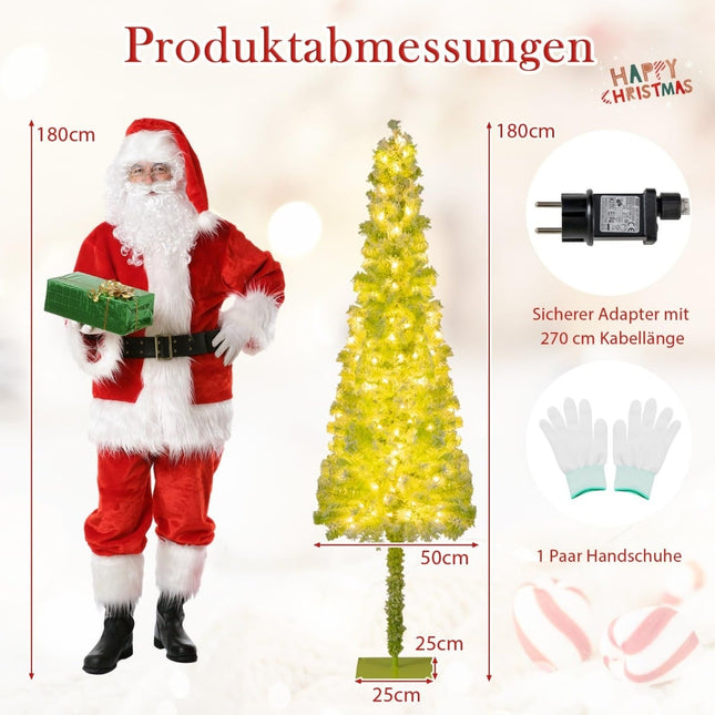 180 cm Pre-Lit Artificial Christmas Tree with Snow Flocking