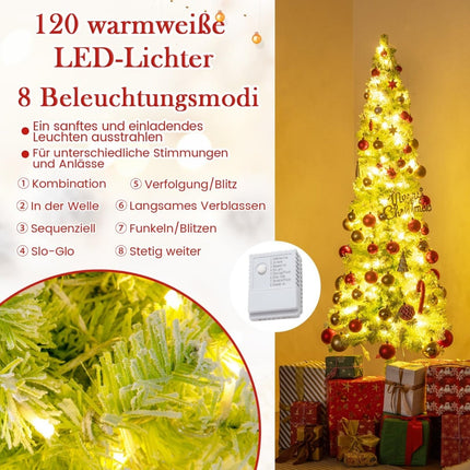 180 cm Pre-Lit Artificial Christmas Tree with Snow Flocking
