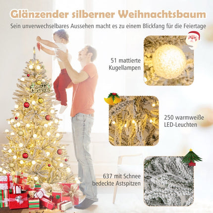 180 cm Snow-Flocked Artificial Christmas Tree, 250 LEDs