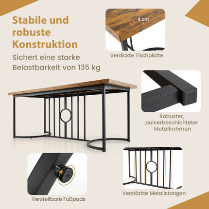 180 cm dining table for 6-8 people rectangular wooden kitchen table