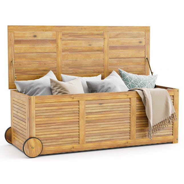 182L wooden garden box on wheels with waterproof inner bag & handle 127 x 50 x 45 cm