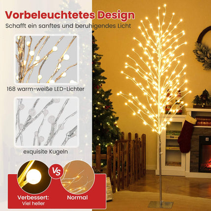 186 cm LED Birch Tree with Warm White Lights