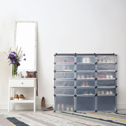 18-Compartment Plastic Shoe Cabinet
