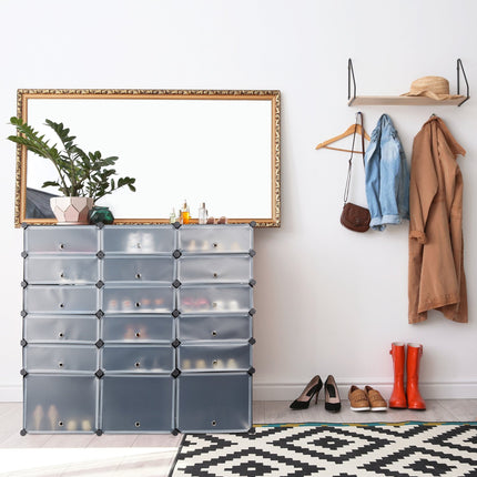 18-Compartment Plastic Shoe Cabinet