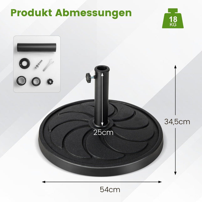 18 kg heavy umbrella stand with 54 cm diameter for umbrella poles of φ38/48 mm