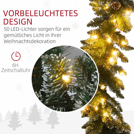 1.8m Artificial Christmas Garland with LED Lights