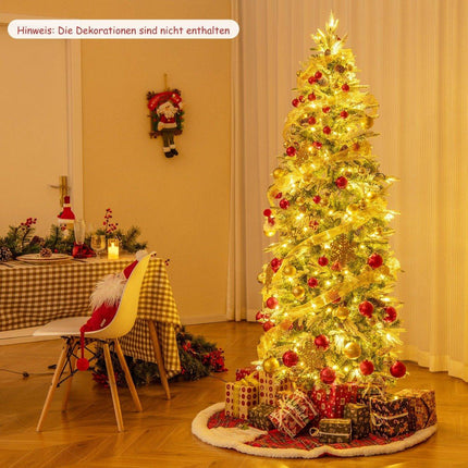 190 cm Artificial Christmas Tree with Lights and Snow Artificial Christmas Tree for Home Green + White
