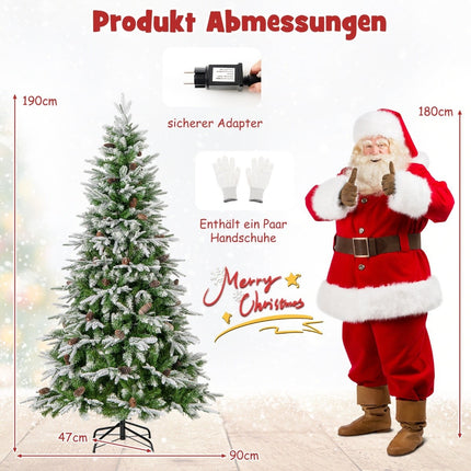 190 cm Pre-Lit Snowy Christmas Tree with LED Lights