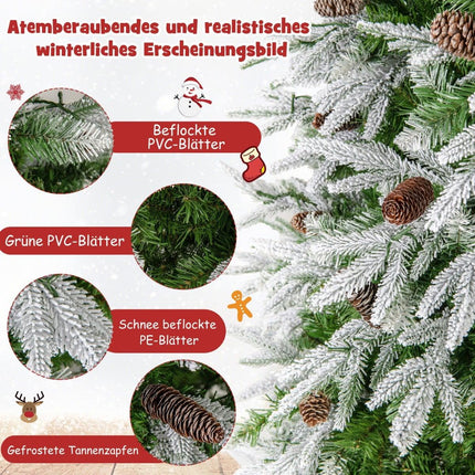 190 cm Pre-Lit Snowy Christmas Tree with LED Lights