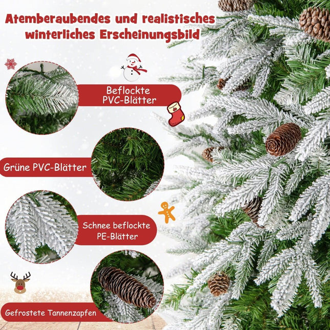 190 cm Pre-Lit Snowy Christmas Tree with LED Lights