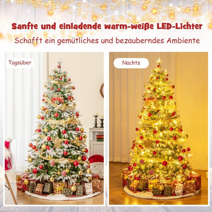 190 cm Pre-Lit Snowy Christmas Tree with LED Lights