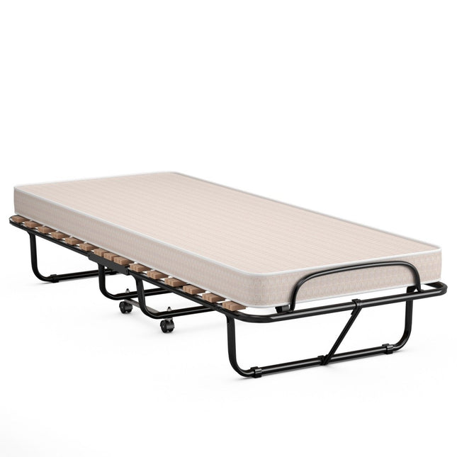 190 x 80 x 33 cm folding bed with mattress portable and rollable guest bed Made in Italy Beige Origin: Italy