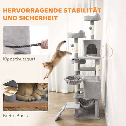 192 cm Cat Tree Tower with Hammocks and Sisal Posts